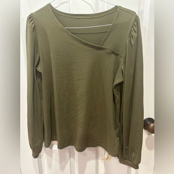 Sheehan large puff sleeve army green - Picture 1 of 1